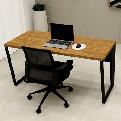 Escrivaninha Industrial Trapézio MDF 150CM Freijó com Preto F5 Office