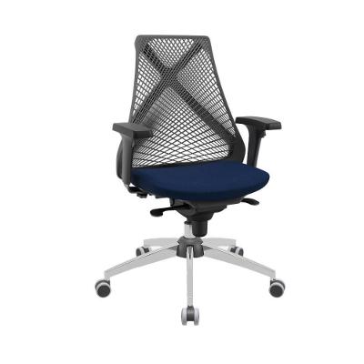 Cadeira Escritório Ergonômica Bix X+ Presidencial Encosto Mesh Assento Tecido Base Giratória Azul