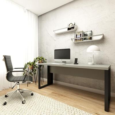Escrivaninha Retangular MDP 170CM Cinza Sagrado com Preto F5 Office