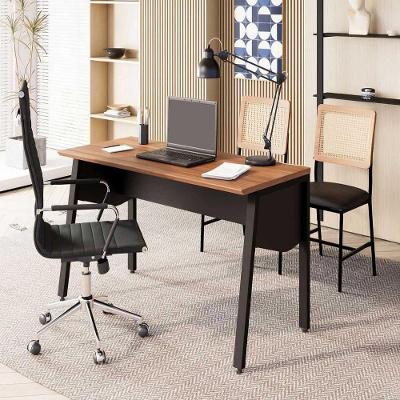 Escrivaninha para Escritório Tampo Chanfrado sem Gavetas 120CM Nogal com Preto F5 Office