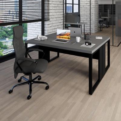 Plataforma de Trabalho para 2 Pessoas 150CM Pés Metal MDP Cinza Sagrado com Preto F5 Office