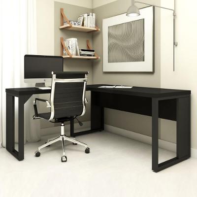 Mesa para Escritório em l 150CM X 150CM Pés Metal MDP MDF Preto F5 Office