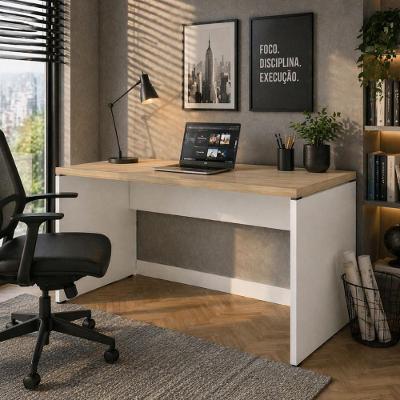 Escrivaninha para Escritório Pé Painel 150CM Macadâmia com Branco F5 Office