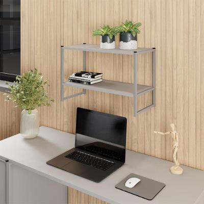 Nicho de Parede para Escritório 2 Prateleiras 2 Nichos MDF-MDP Cinza F5 Office