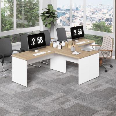 Mesa em l Escritório 2 Lugares 300CM Macadâmia com Branco F5 Office