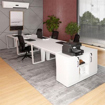 Plataforma de Trabalho para 6 Pessoas com Armario 2 Portas MDP Branco F5 Office