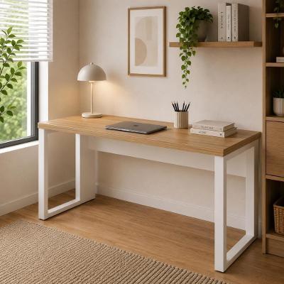 Mesa Escrivaninha Industrial F5 Office g sem Gavetas MDP 190CM Macadâmia com Branco F5