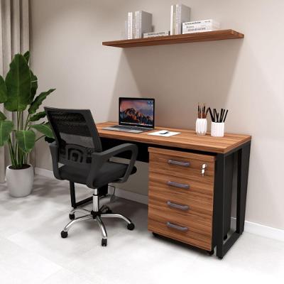 Mesa Escrivaninha com Gaveteiro Industrial 4 Gavetas 135CM Nogal com Preto F5 Office