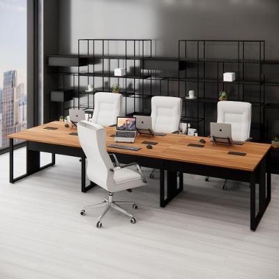 Plataforma de Trabalho para 6 Pessoas 360CM X 120CM Nogal com Preto F5 Office