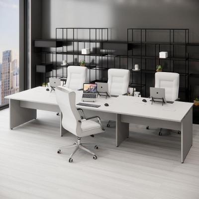 Plataforma de Trabalho 6 Lugares 360CM X 120CM Pé Painel Cinza F5 Office