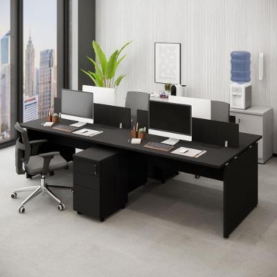 Plataforma de Trabalho para Escritório 6 Gavetas MDP 270CM Preto F5 Office para 4 Pessoas