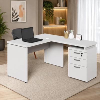 Mesa em l Mesa em l 1,20m 3 Gavetas MDP 120CM Cinza F5 Office