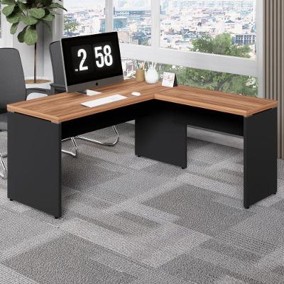 Escrivaninha em l Escritório Pés Painel sem Gavetas 150CM Nogal com Preto F5 Office