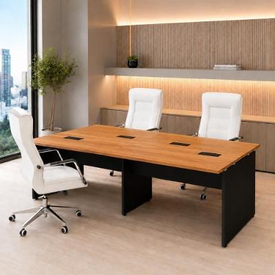 Espaço de Trabalho Escritório P 4 Pessoas 2,40m 240CM Nogal com Preto F5 Office