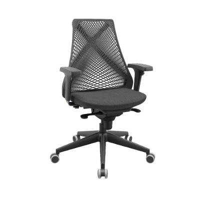 Cadeira Escritório Ergonômica Bix X + Presidente Encosto em Tela Nr17 Giratória Preto com Cinza