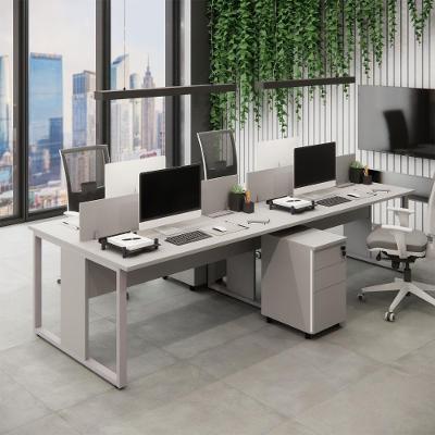 Plataforma de Trabalho para Escritório 2 Gav. e Divisória 4 Pessoas Moderno 6 Gavetas