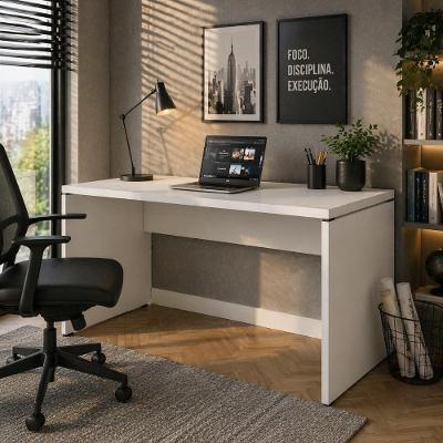 Escrivaninha Escritório Pé Painel MDP 150CM Branco F5 Office