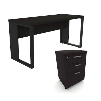 Escrivaninha F5 Office g Industrial 3 Gavetas MDP 150CM Preto