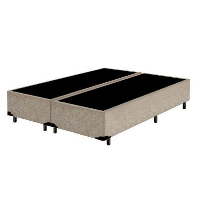 Base Box Casal Blindado Bipartido Extremo Reforçado Homequeen Suede Bege 40x138x188
