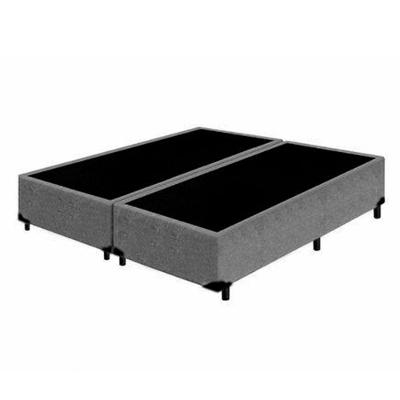 Base Box Casal Blindado Bipartido Extremo Reforçado Homequeen Suede Cinza 40x138x188