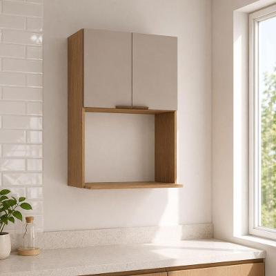 Armário Aéreo Micro-ondas Vitra 60CM 2 Portas MDF Café Luciane Móveis