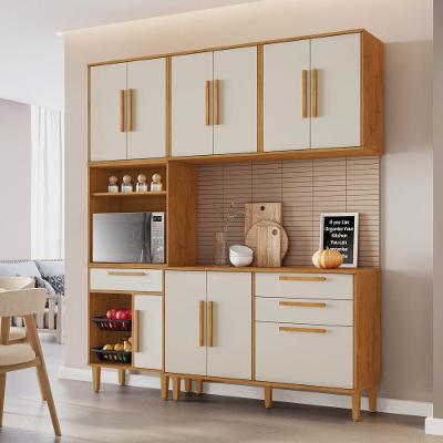 Cozinha Completa 10 Portas 2 Gavetas MDP 182CM Off White com Nature Kaiki Móveis
