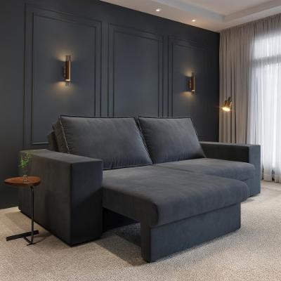 Sofá com Chaise Capri 3 Lugares Retrátil Grafite Suede CIALAR MÓVEIS