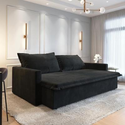 Sofá-cama Coimbra 4 Lugares Reclinável 200CM Suede Preto CIALAR MÓVEIS