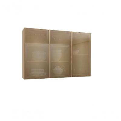Armário Aéreo Domus 120CM 3 Portas MDF Correr Reflecta Bronze
