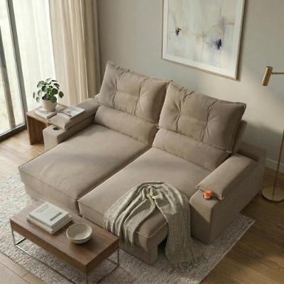 Sofá Santiago 2 Lugares Retrátil com Porta-copos 150CM Bege