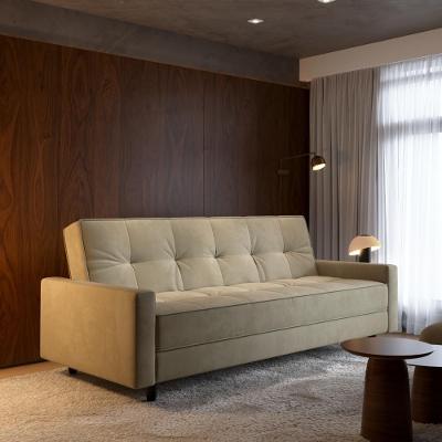 Sofá Cama Nice 4 Lugares Reclinável 203CM Bege Suede Cialar