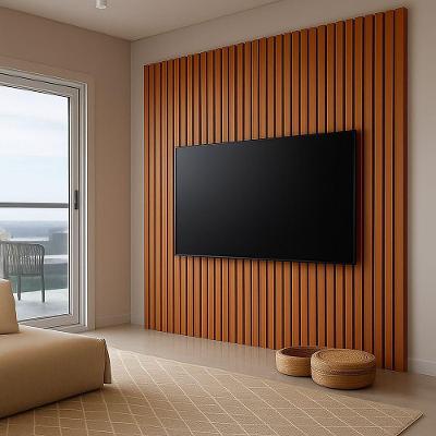 Painel para Tv Santorini 230cm Mdf Ripado Nature com Rack Suspenso Jasper Móveis