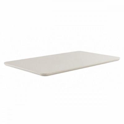 Tampo de Mesa Tampo Malaga com Vidro 3mm MDF 80CM Off White com Acabamento Fosco e Suporte 60kg
