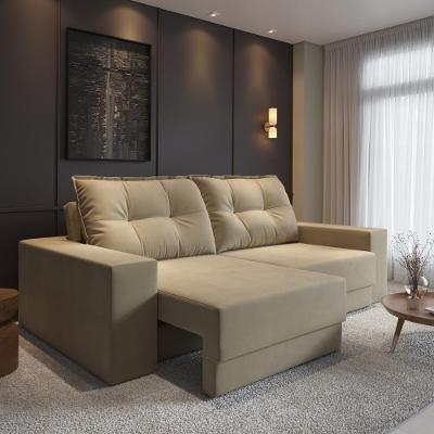 Sofá Luca 2 Lugares Retrátil 160CM Bege Suede Clássico CIALAR MÓVEIS