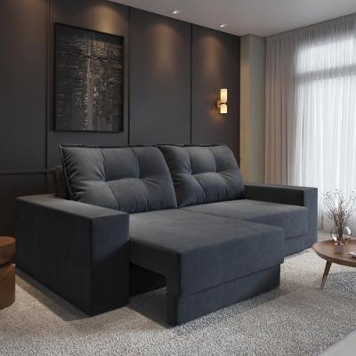 Sofá Luca 4 Lugares Retrátil 232CM Suede Grafite CIALAR MÓVEIS