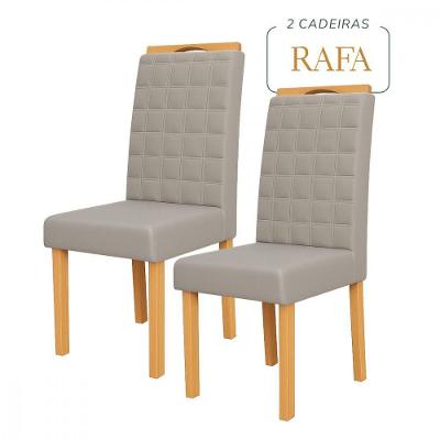 Conjunto 2 Cadeiras de Jantar Rafa Madeira Maciça Veludo Bege Diamond