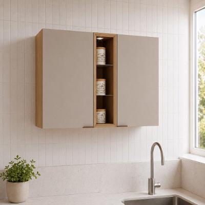 Armário Aéreo Vitra 120CM 2 Portas MDF-MDP Freijo e Mocca Luciane Móveis
