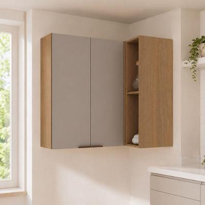 Armário Aéreo Canto Reto 2 Portas 95CM MDF Marrom Luciane Móveis
