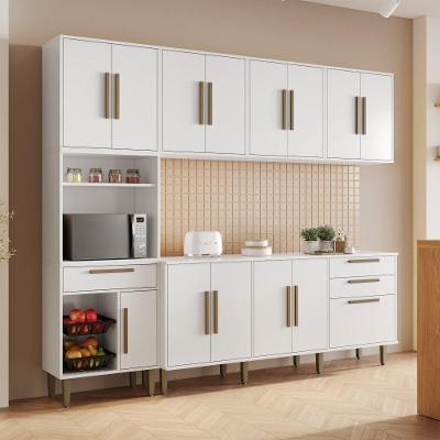 Cozinha Completa Lorena 14 Portas 3 Gavetas MDP 242,5CM Branco Kaiki Móveis