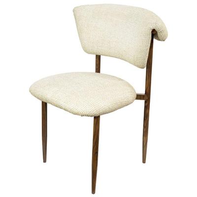 Cadeira Tama Base Escura Estrutura em Aço Linho Off White OR Design