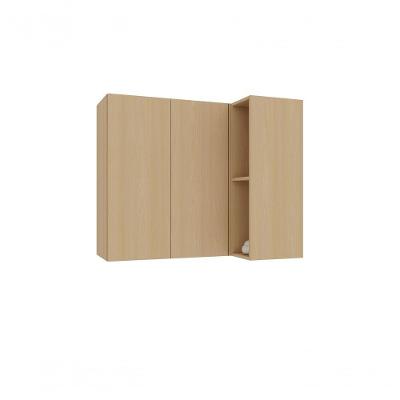 Armário Aéreo Canto Reto Domus 95CM 2 Portas MDF Porta de Correr Amadeirado Luciane Móveis