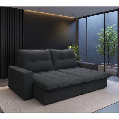 Sofá com Chaise Firenze 3 Lugares Retrátil e Reclinável 210CM Grafite Cia Lar Móveis