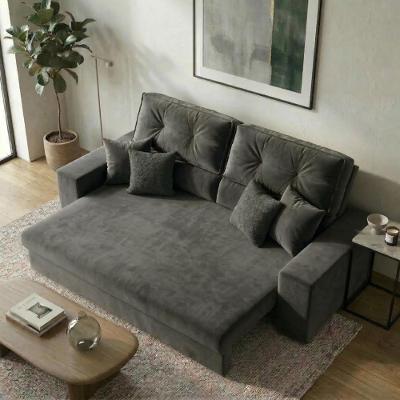 Sofá com Chaise Hera 3 Lugares Retrátil e Reclinável 170CM Grafite Suede
