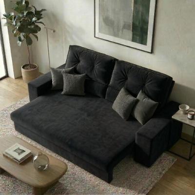 Sofá com Chaise Hera 3 Lugares Retrátil e Reclinável 170CM Preto Cia Lar Móveis