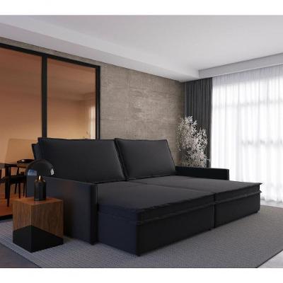 Sofá-cama Tunísia 4 Lugares Retrátil e Reclinável 214CM Grafite Suede