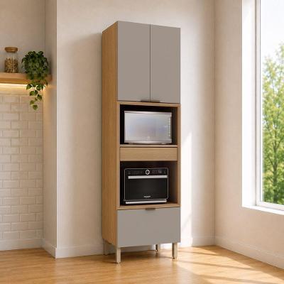 Paneleiro Torre Vitra 2 Portas 2 Gavetas MDP-MDF 70CM Freijo e Mocca Luciane Móveis