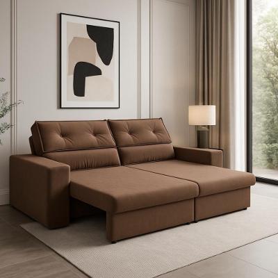Sofá Hera 3 Lugares Retrátil e Reclinável 200CM Marrom Suede