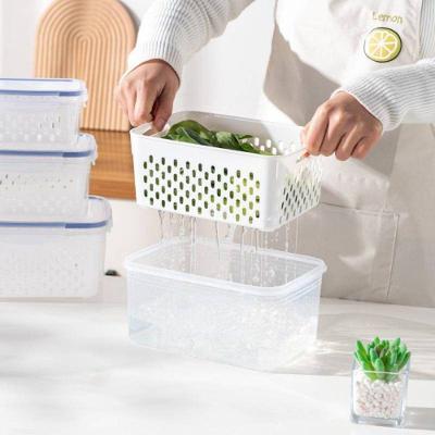 Conjunto de Potes Herméticos com Cesto Plástico Resistente Design Empilhável Cozinha Transparente