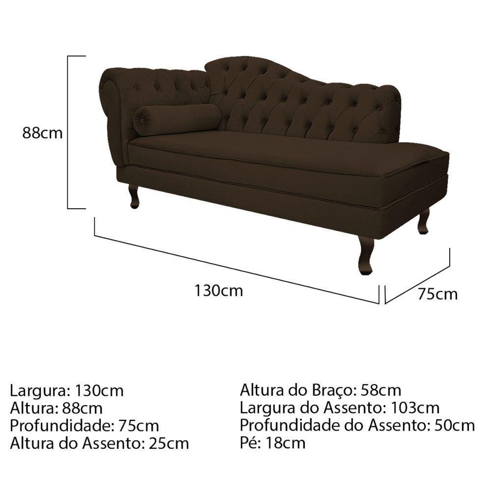 Diva Recamier Diana 130Cm Lado Direito Corano - Doce Sonho Móveis Cor Marrom - 5