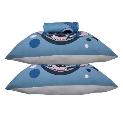 Jogo de Lençol Casal Joy Disney Big Stitch Malha Mista 3 Peças Azul Portallar